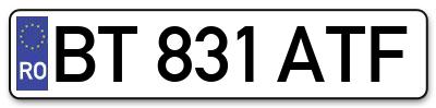 Placuta inmatriculare numar auto  BT-831-ATF, BT 831 ATF, BT831ATF