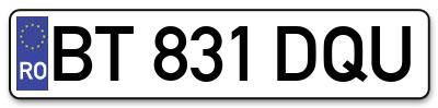 Placuta inmatriculare numar auto  BT-831-DQU, BT 831 DQU, BT831DQU