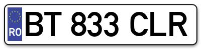 Placuta inmatriculare numar auto  BT-833-CLR, BT 833 CLR, BT833CLR