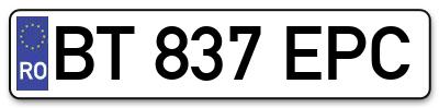 Placuta inmatriculare numar auto  BT-837-EPC, BT 837 EPC, BT837EPC
