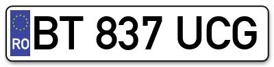 Placuta inmatriculare numar auto  BT-837-UCG, BT 837 UCG, BT837UCG