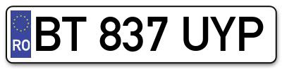 Placuta inmatriculare numar auto  BT-837-UYP, BT 837 UYP, BT837UYP
