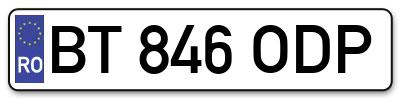 Placuta inmatriculare numar auto  BT-846-ODP, BT 846 ODP, BT846ODP