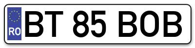 Placuta inmatriculare numar auto  BT-85-BOB, BT 85 BOB, BT85BOB