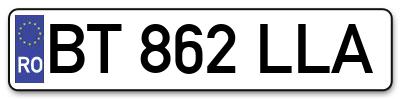 Placuta inmatriculare numar auto  BT-862-LLA, BT 862 LLA, BT862LLA