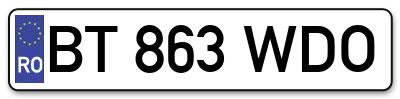 Placuta inmatriculare numar auto  BT-863-WDO, BT 863 WDO, BT863WDO