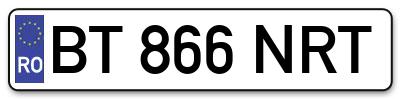 Placuta inmatriculare numar auto  BT-866-NRT, BT 866 NRT, BT866NRT