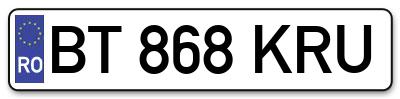 Placuta inmatriculare numar auto  BT-868-KRU, BT 868 KRU, BT868KRU