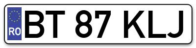 Placuta inmatriculare numar auto  BT-87-KLJ, BT 87 KLJ, BT87KLJ