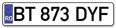 Placuta inmatriculare numar auto  BT-873-DYF, BT 873 DYF, BT873DYF