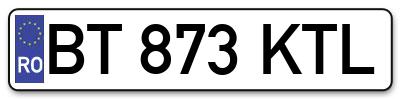 Placuta inmatriculare numar auto  BT-873-KTL, BT 873 KTL, BT873KTL