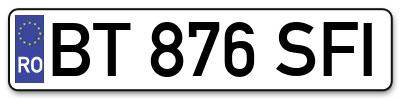 Placuta inmatriculare numar auto  BT-876-SFI, BT 876 SFI, BT876SFI