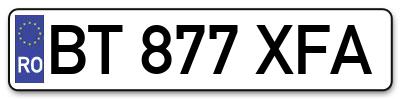 Placuta inmatriculare numar auto  BT-877-XFA, BT 877 XFA, BT877XFA