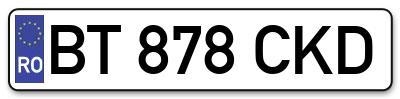 Placuta inmatriculare numar auto  BT-878-CKD, BT 878 CKD, BT878CKD