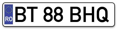 Placuta inmatriculare numar auto  BT-88-BHQ, BT 88 BHQ, BT88BHQ