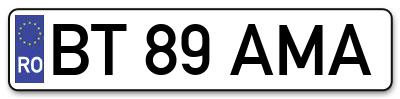 Placuta inmatriculare numar auto  BT-89-AMA, BT 89 AMA, BT89AMA