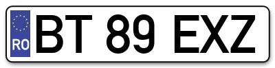 Placuta inmatriculare numar auto  BT-89-EXZ, BT 89 EXZ, BT89EXZ