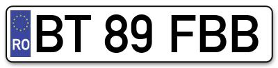 Placuta inmatriculare numar auto  BT-89-FBB, BT 89 FBB, BT89FBB