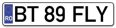 Placuta inmatriculare numar auto  BT-89-FLY, BT 89 FLY, BT89FLY