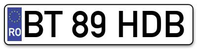 Placuta inmatriculare numar auto  BT-89-HDB, BT 89 HDB, BT89HDB