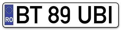 Placuta inmatriculare numar auto  BT-89-UBI, BT 89 UBI, BT89UBI