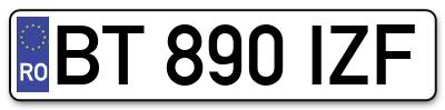 Placuta inmatriculare numar auto  BT-890-IZF, BT 890 IZF, BT890IZF