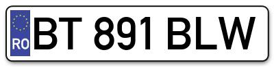 Placuta inmatriculare numar auto  BT-891-BLW, BT 891 BLW, BT891BLW