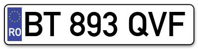 Placuta inmatriculare numar auto  BT-893-QVF, BT 893 QVF, BT893QVF