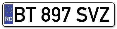 Placuta inmatriculare numar auto  BT-897-SVZ, BT 897 SVZ, BT897SVZ