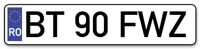 Placuta inmatriculare numar auto  BT-90-FWZ, BT 90 FWZ, BT90FWZ