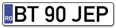 Placuta inmatriculare numar auto  BT-90-JEP, BT 90 JEP, BT90JEP