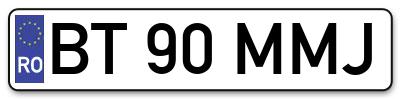 Placuta inmatriculare numar auto  BT-90-MMJ, BT 90 MMJ, BT90MMJ