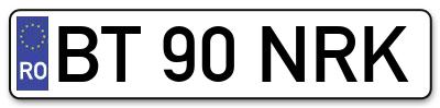 Placuta inmatriculare numar auto  BT-90-NRK, BT 90 NRK, BT90NRK