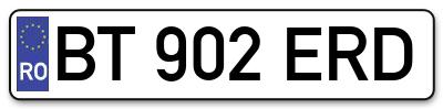 Placuta inmatriculare numar auto  BT-902-ERD, BT 902 ERD, BT902ERD