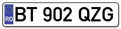 Placuta inmatriculare numar auto  BT-902-QZG, BT 902 QZG, BT902QZG