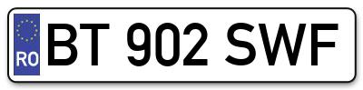 Placuta inmatriculare numar auto  BT-902-SWF, BT 902 SWF, BT902SWF