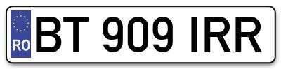 Placuta inmatriculare numar auto  BT-909-IRR, BT 909 IRR, BT909IRR