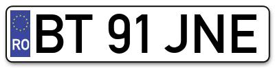Placuta inmatriculare numar auto  BT-91-JNE, BT 91 JNE, BT91JNE