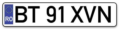 Placuta inmatriculare numar auto  BT-91-XVN, BT 91 XVN, BT91XVN