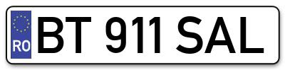 Placuta inmatriculare numar auto  BT-911-SAL, BT 911 SAL, BT911SAL