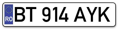 Placuta inmatriculare numar auto  BT-914-AYK, BT 914 AYK, BT914AYK
