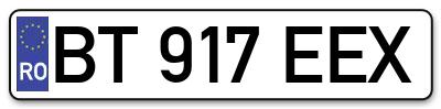 Placuta inmatriculare numar auto  BT-917-EEX, BT 917 EEX, BT917EEX