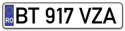 Placuta inmatriculare numar auto  BT-917-VZA, BT 917 VZA, BT917VZA