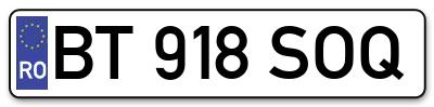 Placuta inmatriculare numar auto  BT-918-SOQ, BT 918 SOQ, BT918SOQ