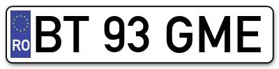 Placuta inmatriculare numar auto  BT-93-GME, BT 93 GME, BT93GME