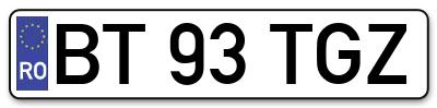 Placuta inmatriculare numar auto  BT-93-TGZ, BT 93 TGZ, BT93TGZ