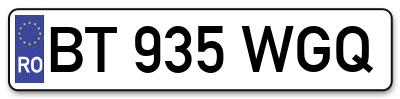 Placuta inmatriculare numar auto  BT-935-WGQ, BT 935 WGQ, BT935WGQ