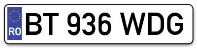 Placuta inmatriculare numar auto  BT-936-WDG, BT 936 WDG, BT936WDG
