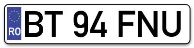 Placuta inmatriculare numar auto  BT-94-FNU, BT 94 FNU, BT94FNU