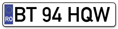 Placuta inmatriculare numar auto  BT-94-HQW, BT 94 HQW, BT94HQW